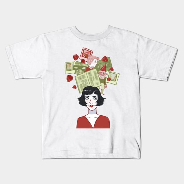 Amelie Illustration Kids T-Shirt by misnamedplants